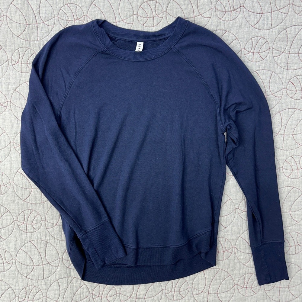 Athleta Coaster Luxe Sweatshirt Navy Blue Modal Pullover / Women's Medium